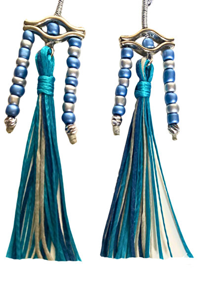 She Sells Handmade Eye and Tassel Detailed Earrings – Silver Color Modern Design