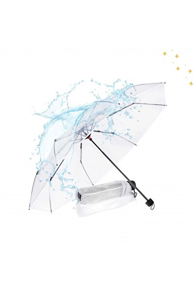 GENERAL Folding Travel Umbrella, Pocket Umbrella with Clear Canopy, Compact Portable Protection, Lightweight, Rain and Sun Umbrella.
