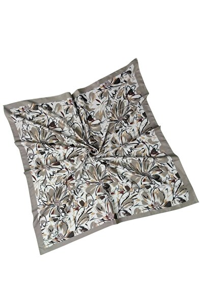 mim eşarp Vav Silk Γυναικείο Μικρο Τυλιγμένο Φουλάρι με λουλουδάτο σχέδιο