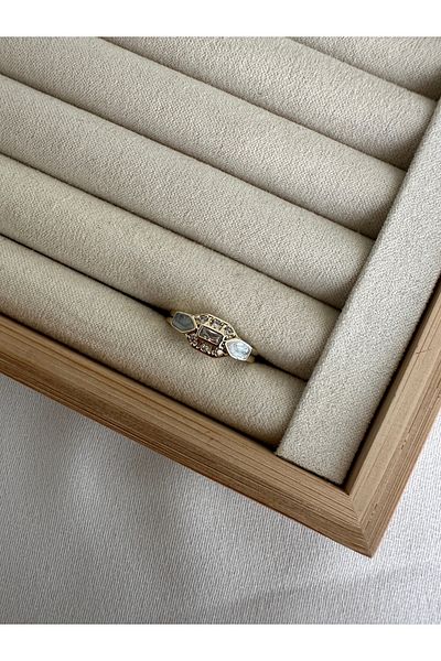 ringbox Quadrilateral Gray Enamel Ring
