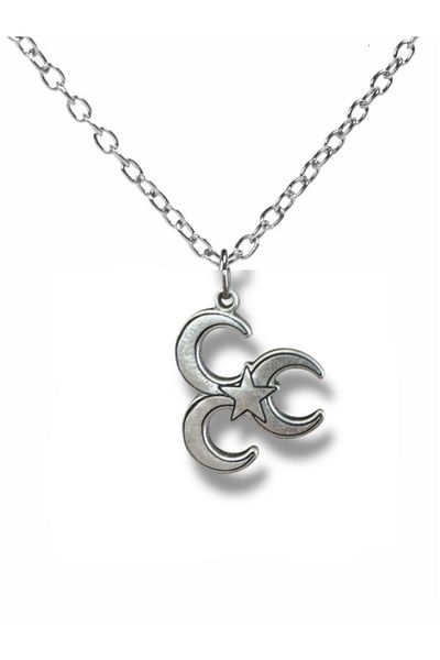 Herşey Nota 3-Piece Crescent Figured Necklace – Silver Color Unisex Zamak Metal Accessory