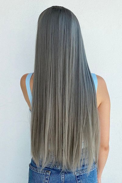 Zeysum Gray Color Half Moon Hair Wavy Snap Hairpiece 70 cm 140Gr Heat Resistant
