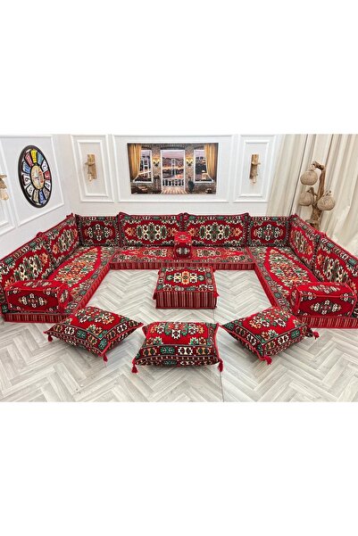 mdhomecarpet Şark Köşesi Takımı %100 Yerli Üretim | Özel Dokuma Kumaş | 10 cm Çökmeyen Sünger Minder