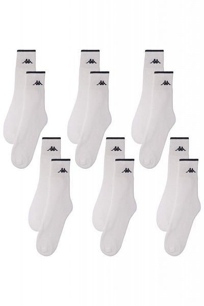 Overall 6 Pairs of Tennis Socks with Logo, Men's - White, 43-46