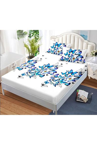 OEM Bed cover with elastic and 2 pillowcases, finet fabric, 2-person bed, 180x200cm