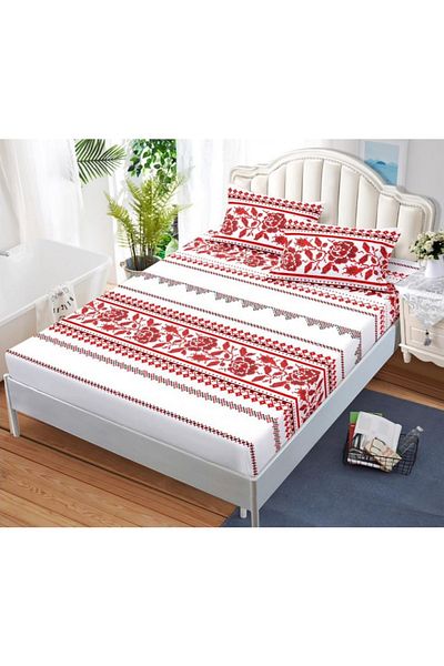 OEM Bed cover with elastic and 2 pillowcases, finet fabric, 2-person bed, 180x200cm