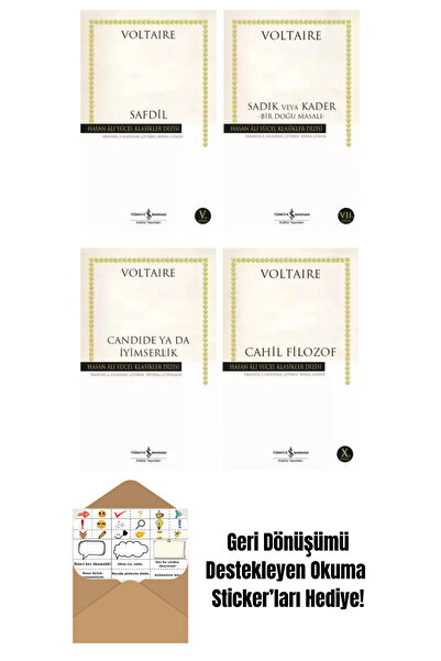 TÜRKİYE İŞ BANKASI KÜLTÜR YAYINLARI Voltaire 4 Kitap + Okuma Sticker'ları
