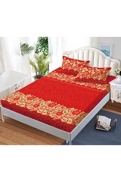 OEM Bed cover with elastic and 2 pillowcases, finet fabric, 2-person bed, 180x200cm
