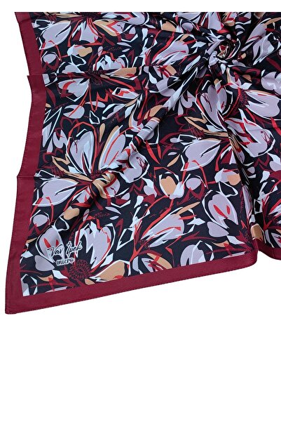 mim eşarp Vav Silk Γυναικείο Μικρο Τυλιγμένο Φουλάρι με λουλουδάτο σχέδιο