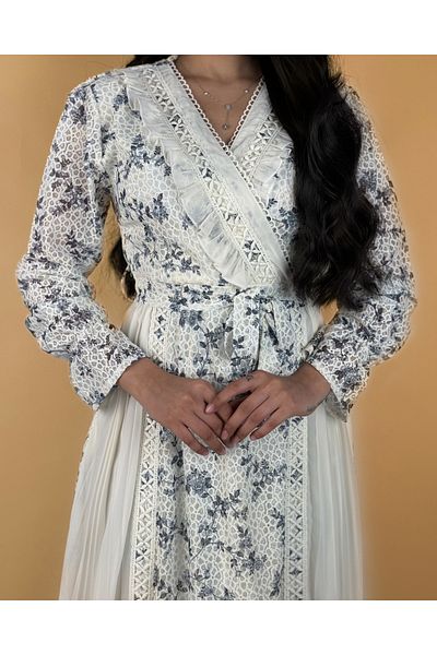 toog Floral print dress with lace trim