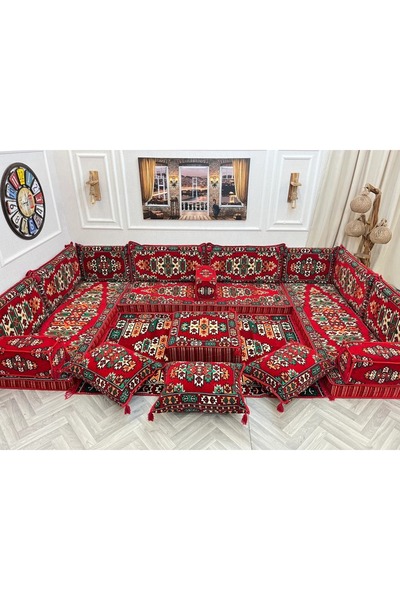 mdhomecarpet Şark Köşesi Takımı %100 Yerli Üretim | Özel Dokuma Kumaş | 10 cm...