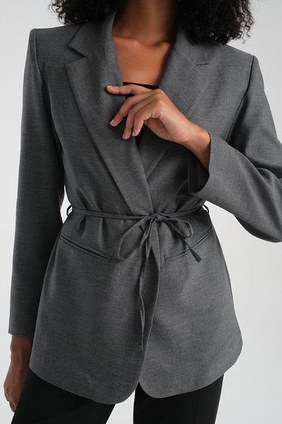 efstyle Gray Jacket with Lace Details