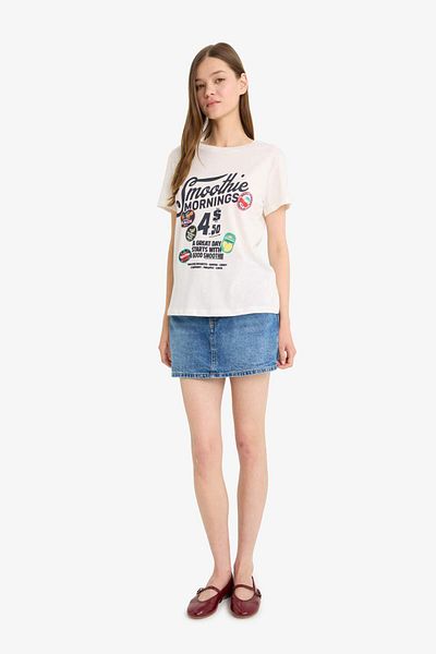 DeFacto Coool Regular Fit Crew Neck Printed Short Sleeve T-Shirt F6311Ax25Hs