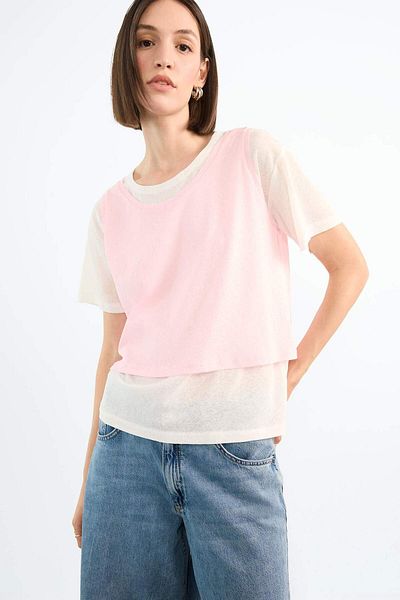 DeFacto 2 Pack Oversize Loose Cut Short Sleeve T-Shirt F8834Ax25Sm
