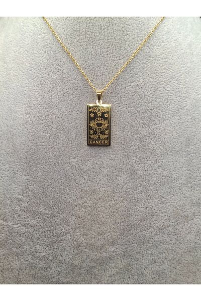 Han Ticarethane Gold Color Tarot Card Model Crab Zodiac Steel Necklace