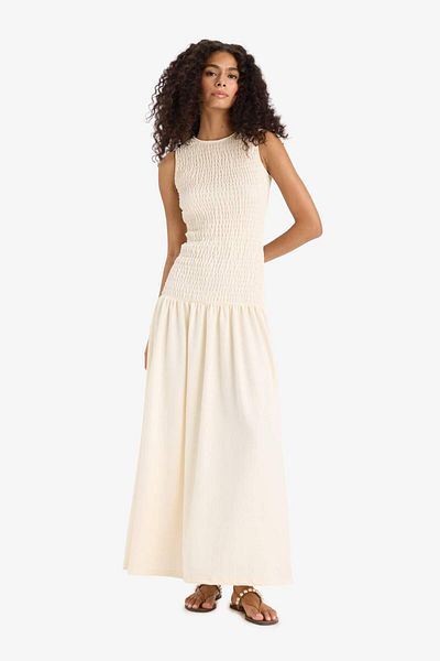 DeFacto Crew Neck Wrap Sleeveless Maxi Dress F7113Ax25Sm