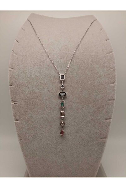 TLSMACCESORIES قلادة فولاذية على شكل حرف Y فضية