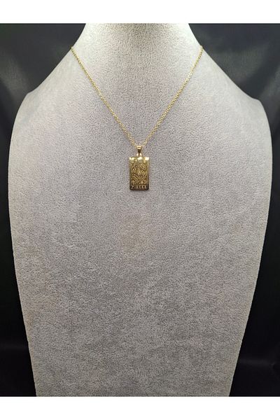 Han Ticarethane Gold Color Tarot Card Model Pisces Steel Necklace