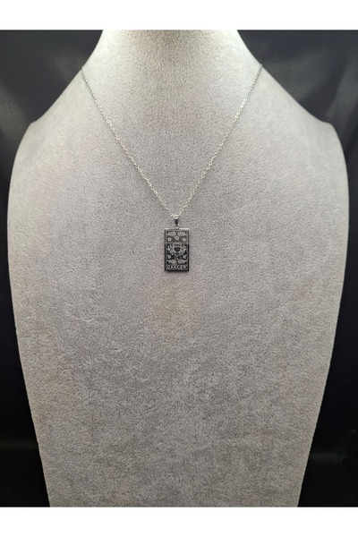 Han Ticarethane قلادة فضية اللون على شكل بطاقة تارو من الفولاذ برج السرطان