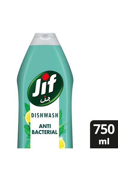 Jif سائل غسيل الأطباق المضاد للبكتيريا برائحة النعناع والليمون، قوة رغوة مضاعفة، 750 مل