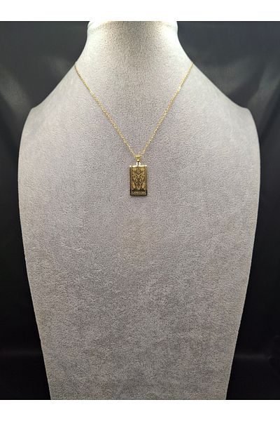 Han Ticarethane Gold Color Tarot Card Model Capricorn Steel Necklace