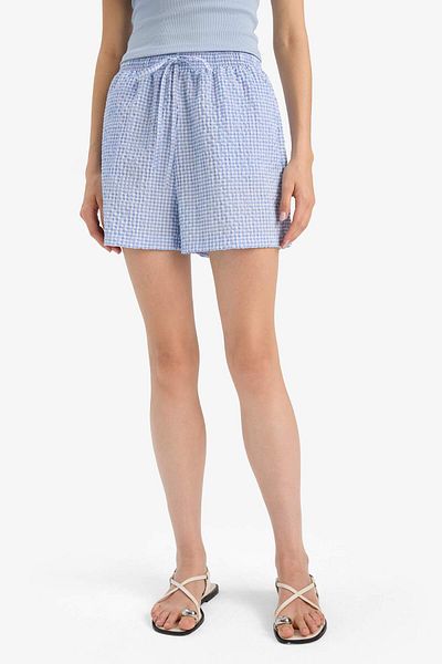 DeFacto Pantaloni scurți cu talie normală cu buzunare Gingham A-Line F2867AX25HS
