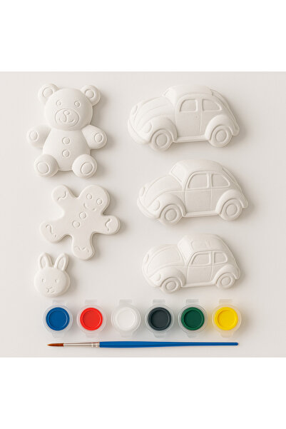 Genel Markalar Paketli 6’lı Figür Boyama Seti – Araba, Ayıcık, Tavşan + Akril...