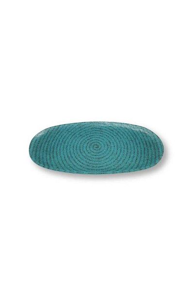 Generic Luxury turquoise serving plate with 3D design made of glass, made in Turkey (15.5 cm * 32 cm * 5 mm) - for the elegance of your tables