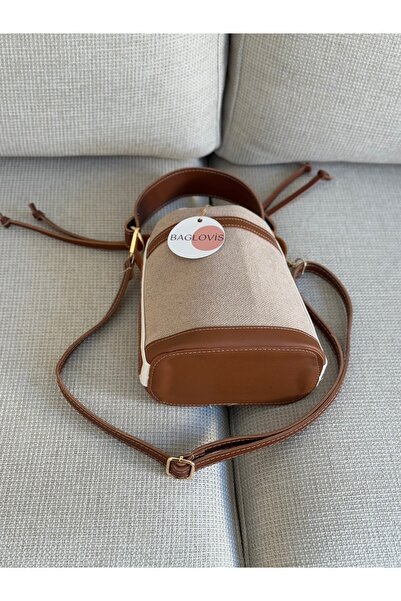 BAGLOVİS Canvas Women's Hand and Shoulder Bag with Drawstring Detail En20 Boy20