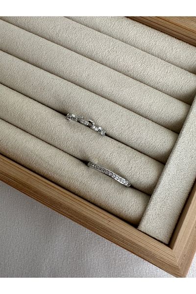ringbox Silver Colored 2 Row Minimal Series Ring Set