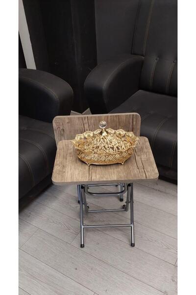 Can Vista Home Katlanabilir Ceviz Mermer 2'li Zigon Sehpa