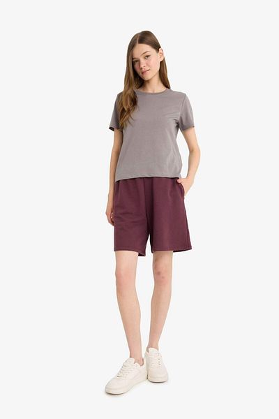 DeFacto Coool Flexible Waisted Pocket Burgundy Bermuda Shorts F5188Ax25Sm