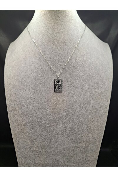 Han Ticarethane قلادة فضية اللون على شكل بطاقة التارو برج الثور من الفولاذ