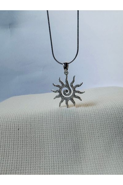 Judas Takı Steel Zircon Stone Sun Figure Necklace