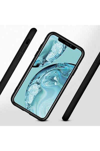 OEM Husă pentru iPhone X din silicon catifelat cu interior din microfibră și protecție pentru cameră - Neagră