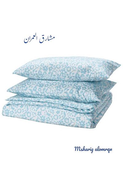 IKEA Duvet cover and 2 pillowcases, white/blue, 240x220/50x80 cm