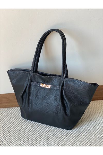 Bagzone Soft Leather with Lock Detail on the Front, Women's Shoulder Bag