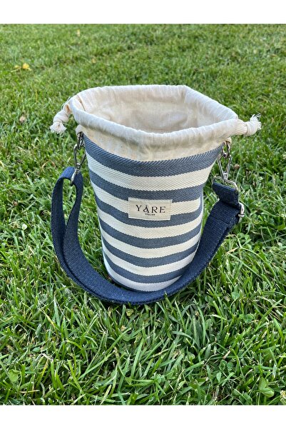 Yare Atelier Geantă de umăr pentru femei, geantă cilindru reglabilă cu curea cu model în dungi, geantă de umăr pentru femei cu șnur