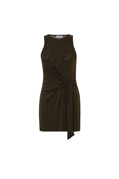 AQUELLA Κοντό φόρεμα Lurex Khaki με δεμένο
