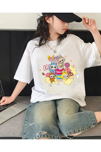 Touz Moda Cute's Labubu Kids Design Unisex Oversize T-Shirt