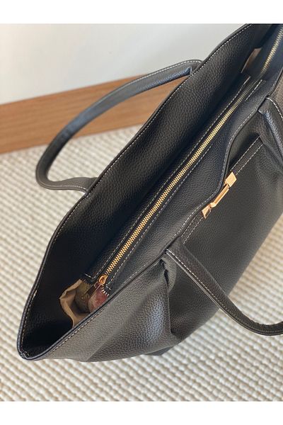 Bagzone Soft Leather with Lock Detail on the Front, Women's Shoulder Bag