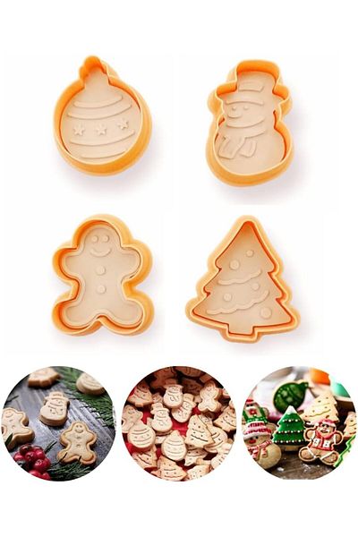 STOREMAX Network Shaped Man Pine Tree Pressed Cookie Mold Gingerbread Man Patterned Sugar Dough K