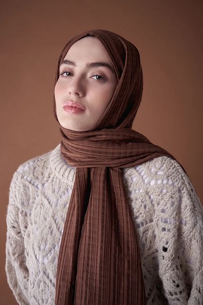 Modakaşmir Misto Cotton Series Shawl - Chocolate Brown