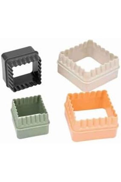 STOREMAX Ntwork Plastic Square Serrated Shaped Cookie Mold, Set of 4 Dough Cutter Shaper