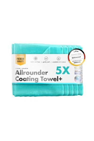 Chemicalworkz Set of 5 universal microfiber Chemicalworkz Allrounder Coating Towel 350 GSM 40x40 cm, turquois