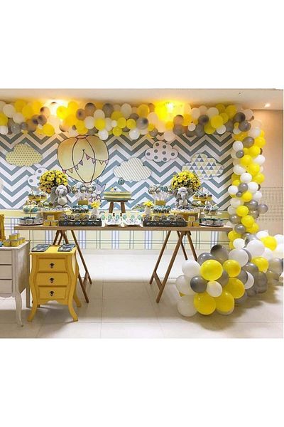 Jiasha Set of 100 JIASHA party balloons, latex, yellow, 30 cm