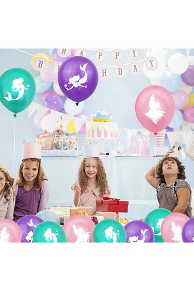 Miotlsy Set of 15 Miotlsy mermaid balloons, latex, pink/purple/blue, 40 cm