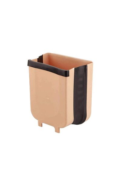 SIKS Hanging Trash Can, Foldable, For Cabinet Door, Brown And Black, 28 X 24.5 Cm
