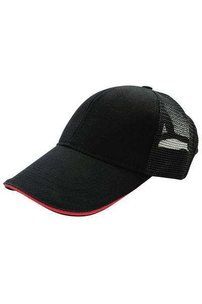 AXE SPORTSWEAR Summer Ventilation Mesh Red Piping Detailed Baseball Cap with Adjustable Buckle on the Back