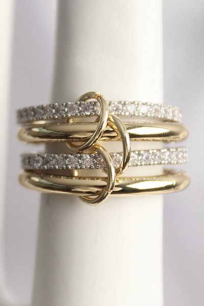 Maristas Brass Mix Color Zircon Stone 4-Piece Women's Ring